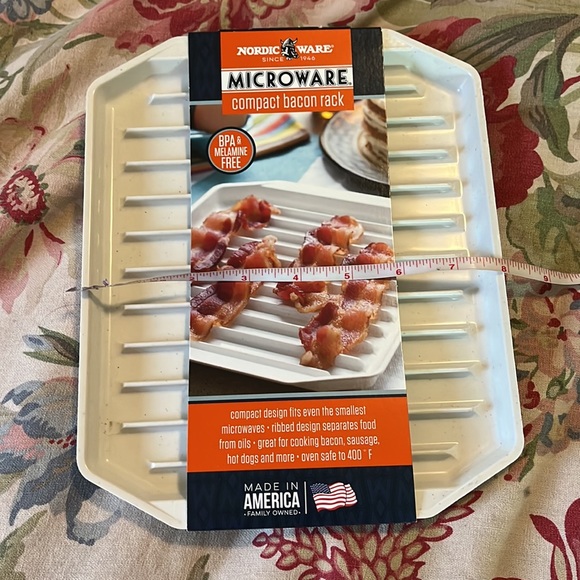 NORDIC WEAR Compact Microwave Oven-Safe Cooking Rack Bacon HotDog Ridges NEW - Picture 8 of 9